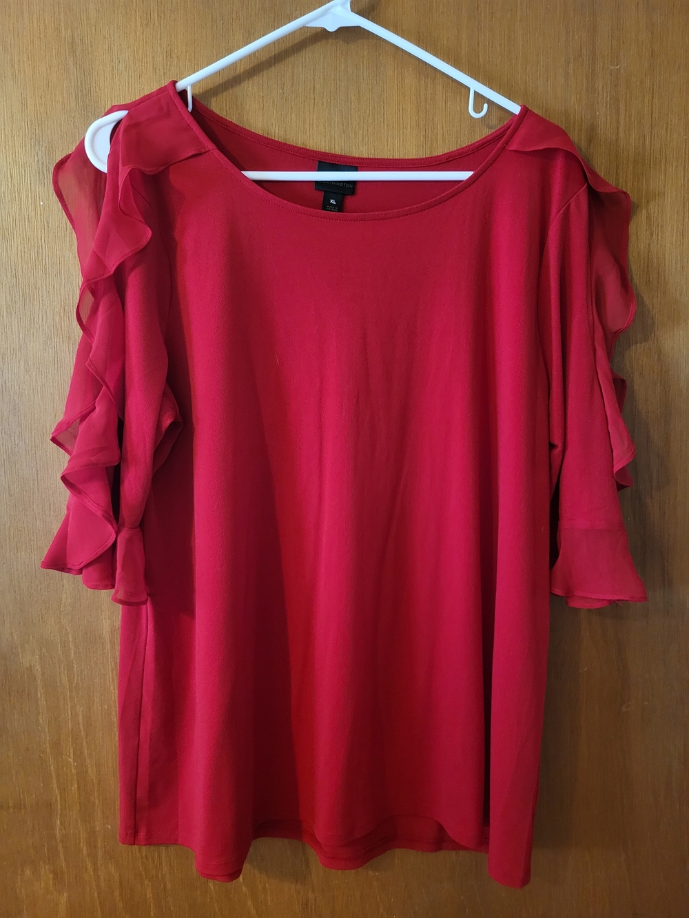 Worthington Red Ruffle Sleeve Blouse